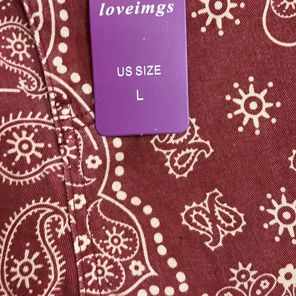 Red Bandana Print Barrel  pants size Large - Picture 5 of 13